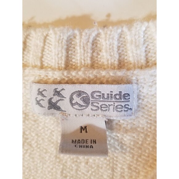 Guide Series Vintage 90s Y2K Pullover Sweater Womens M White Wool Blend V-neck - Picture 7 of 9